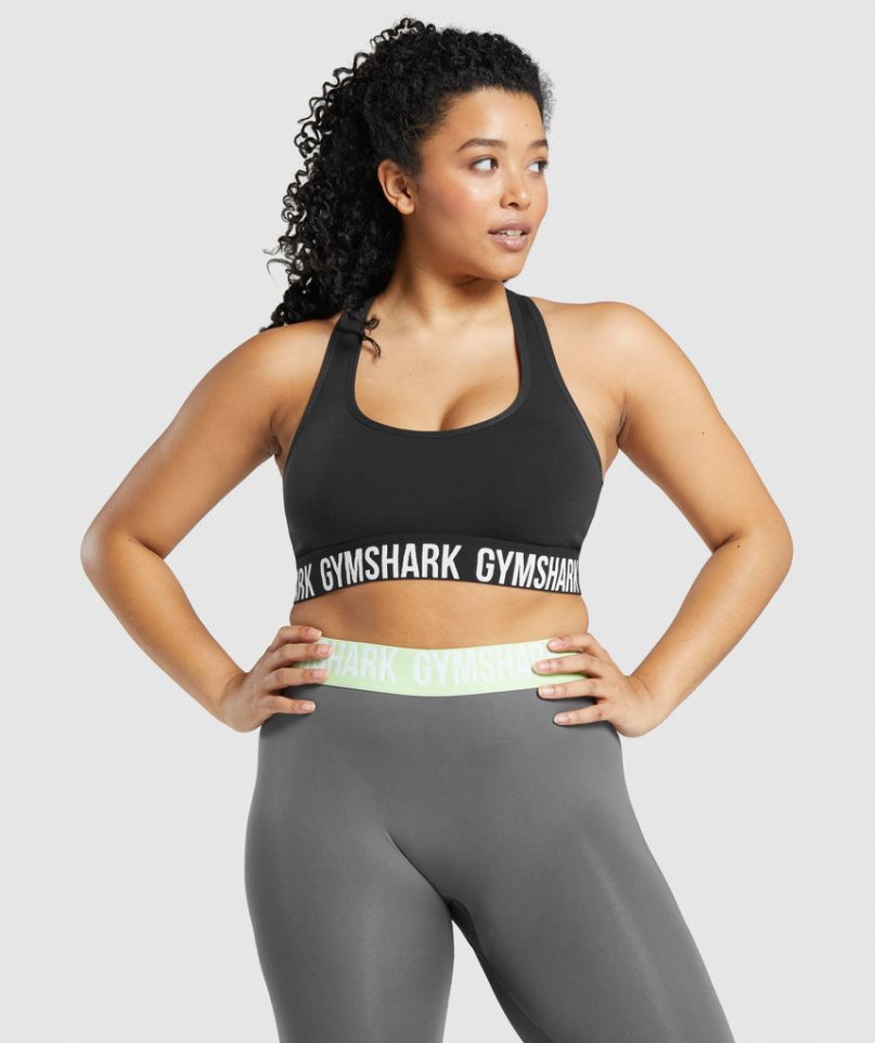 Staniki Sportowe Gymshark Fit Seamless Damskie Czarne | PL 723OZC